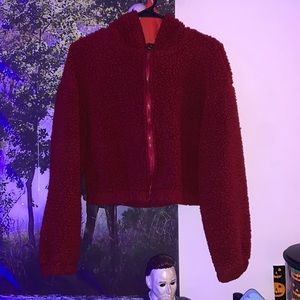 ZAFUL womens zip up faux starling fluffy hooded cropped teddy jacket